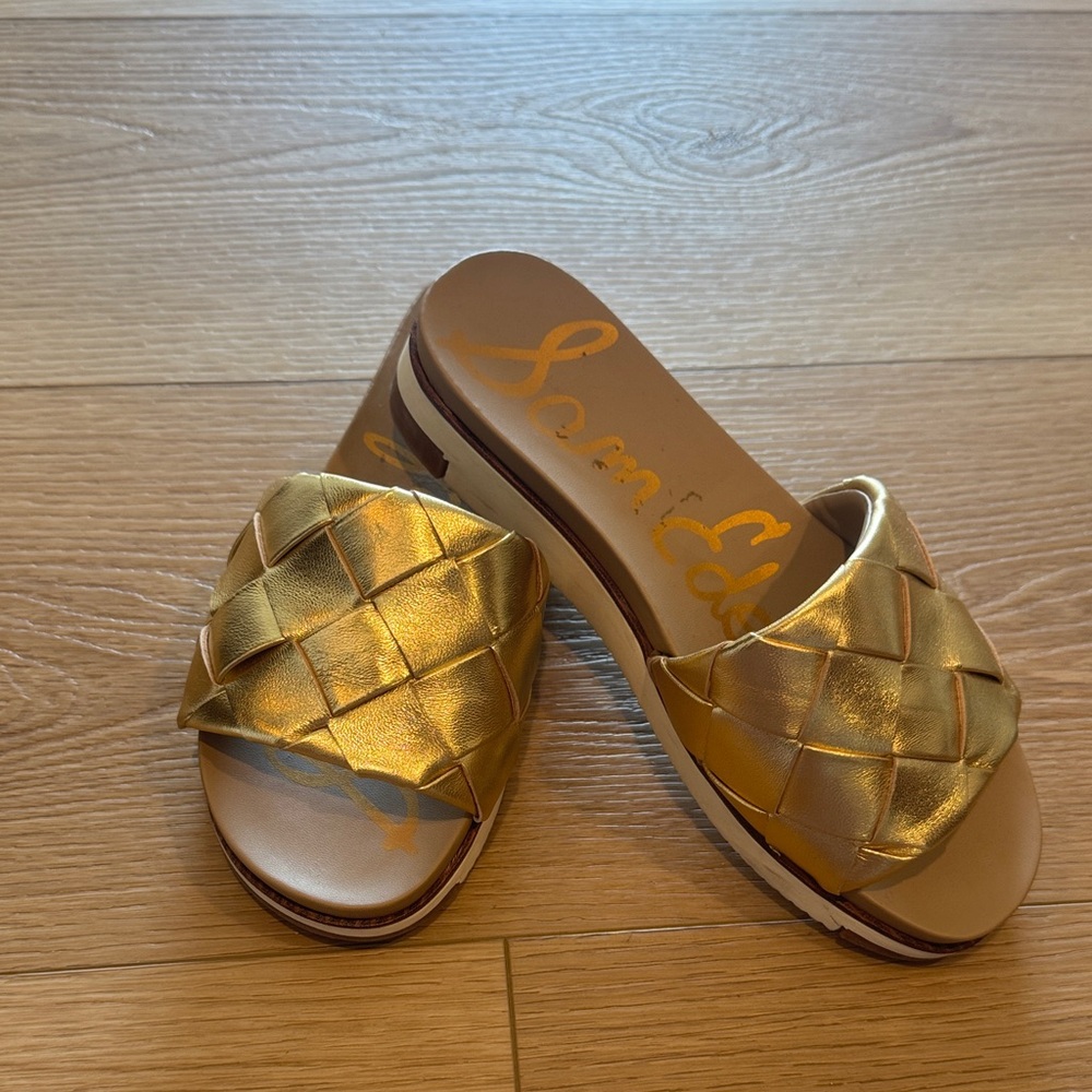 Sam Edelman Metallic Gold Slide Sandals